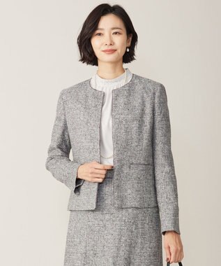 J.PRESS LADIES 【セットアップ対応】Light Tweed ノーカラー ジャケット ブラック系5