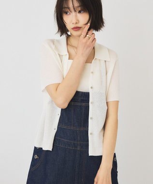 AMERICAN HOLIC 襟付きスキッパー半袖ニットポロ Off White