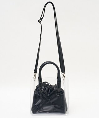 WEGO 巾着付きクリアショルダー ブラック