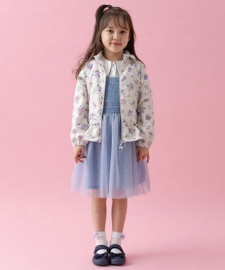 ANY KIDS フード取り外し 総柄 ブルゾン オフホワイト系花柄