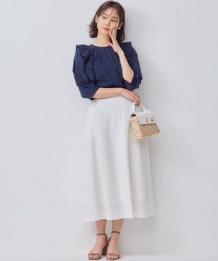 組曲 【WEB限定】ナチュラルローン ペプラムブラウス ネイビー系