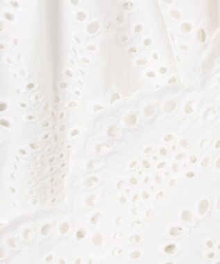 23区 L 【洗える】コットンエンブロイダリー クロップド ブラウス ホワイト系