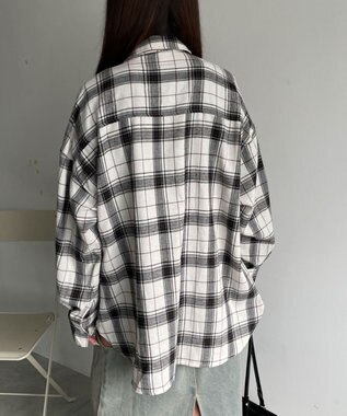 WEGO チェックBIGシャツ ホワイトチェック1