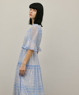 GRACE CONTINENTAL ペイズリーカレイドプリントワンピース ブルー