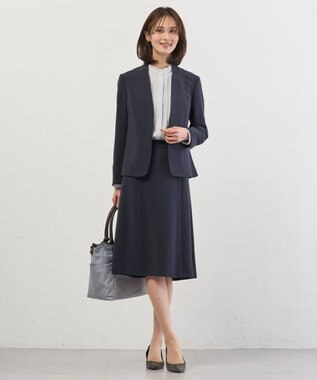 J.PRESS LADIES 【セットアップ対応・洗える】セラテリーダブルクロス フレアー スカート ネイビー系
