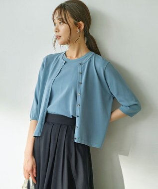 組曲 【2SET・WEB限定】フラワーレース5分袖ツイン ニット ブルー系