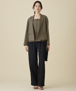 自由区 【カタログ掲載・人気素材・セットアップ対応】リネンライクシンセティックノースリーブ ブラウス カーキ