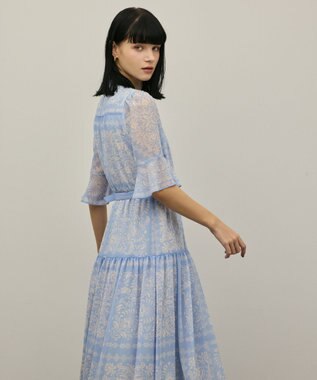 GRACE CONTINENTAL ペイズリーカレイドプリントワンピース ブルー