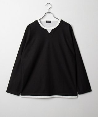 WEGO フェイクレイヤードキーネックT（LS） ブラック中濃色