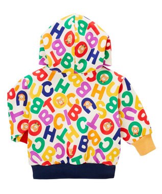 MIKI HOUSE HOT BISCUITS 【80-120cm】 ロゴ総柄 スウェットフーディ マルチカラー