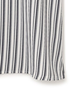 23区 【洗える】ランダムストライププリント キーネック ブラウス ホワイト系ストライプ