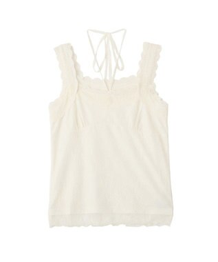earth music&ecology 【2WAY/紐取り外し可能】総レースホルターネックキャミソール Off White