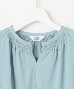 J.PRESS LADIES 【洗える】トリコットバイオ シャーリング カットソー ブルーグリーン系