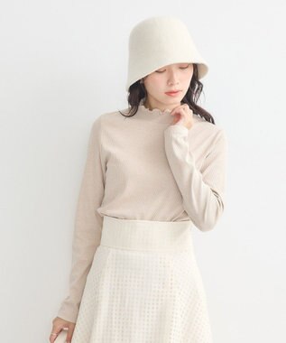 earth music&ecology ラメテレコハイネックプルオーバー Beige