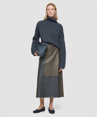 JOSEPH オーバーレイナッパ　レザースカート Smoke combo