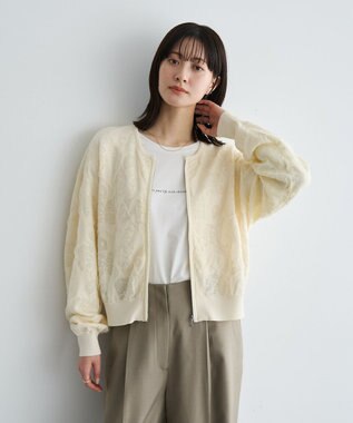 YECCA VECCA ふくれジャガードニットブルゾン Black