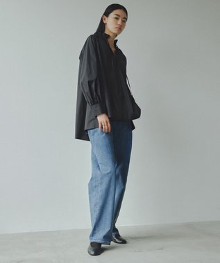 UNFILO ギャザーオーバーブラウス ブラック