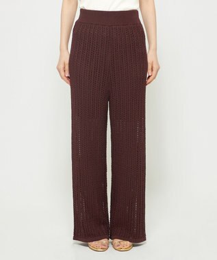 uncrave シースルーケーブルニット パンツ ブラウン