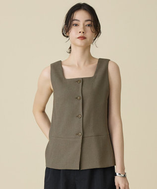 自由区 S 【セットアップ対応】リネンライクシンセティックノースリーブ ブラウス