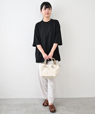 Hekhèr Le Style de Vie 【日本製 / 2WAY】コットンキャンバス×シュリンクレザー ノットハンドバッグ medium ホワイト