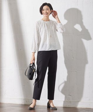 J.PRESS LADIES S 【洗える】ストレッチ テーパード パンツ ブラック系