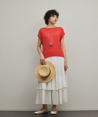 GRACE CONTINENTAL ドルマンルーズニットトップ レッド