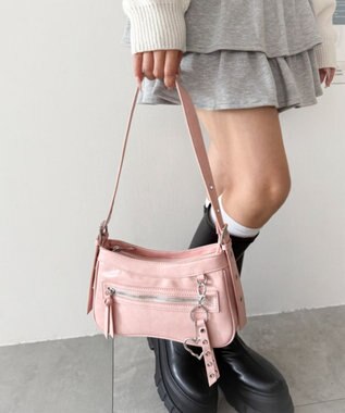 WEGO チャーム付きハトメベルトバッグ ピンク