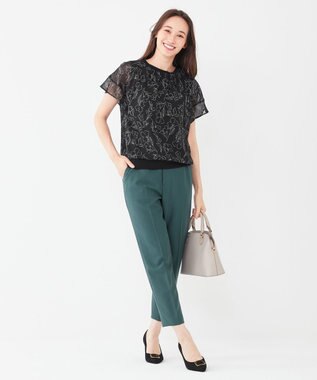 ANY SIS 【洗える】シフォンプリント ブラウス ブラック