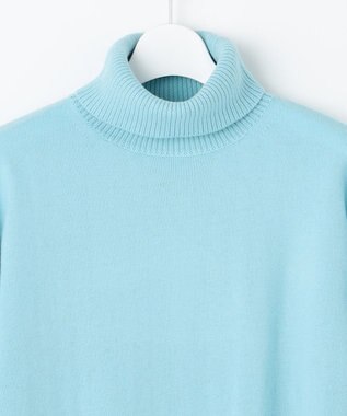 自由区 【洗える】セミウーステッドウールタートルネック ニット メンソール×ライトグレー