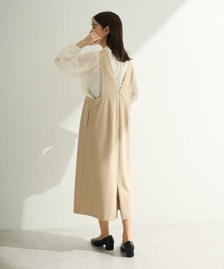 Green Parks Ｏ．洗えてストレッチ　Ｖネックジャンスカ Light Beige