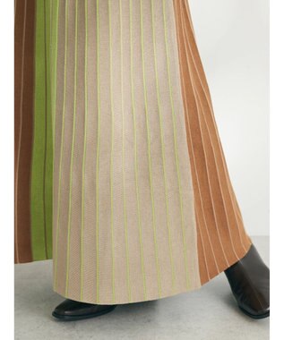 CRAFT STANDARD BOUTIQUE マルチストライプバイカラーニットスカート Beige