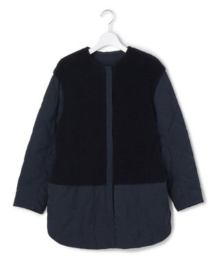 ICB L 【リバーシブル着用可能】 リバーシブルキルト ミドル丈コート ネイビー系
