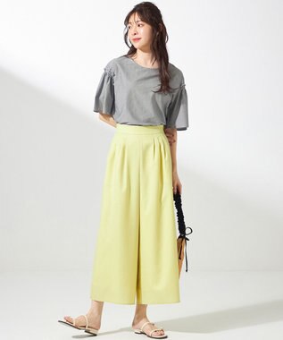 ANY SIS シルケットストライプ フレアスリーブ カットソー ネイビーストライプ