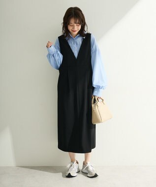 Green Parks Ｏ．洗えてストレッチ　Ｖネックジャンスカ Black