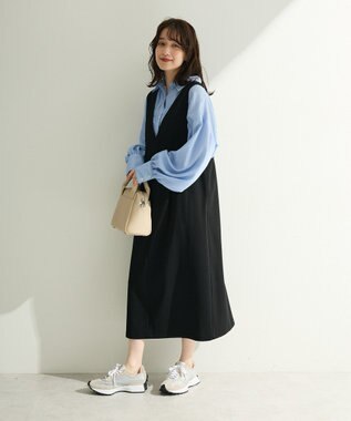 Green Parks Ｏ．洗えてストレッチ　Ｖネックジャンスカ Black