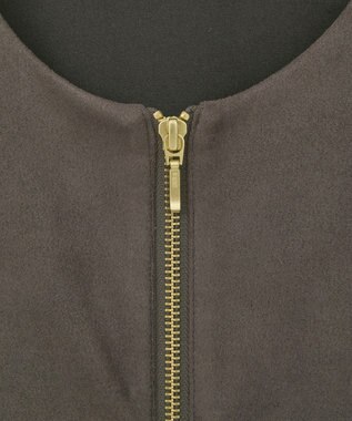 YECCA VECCA サイドプリーツノーカラーブルゾン Brown