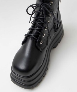 WEGO ボリュームレースアップショートブーツ ブラック