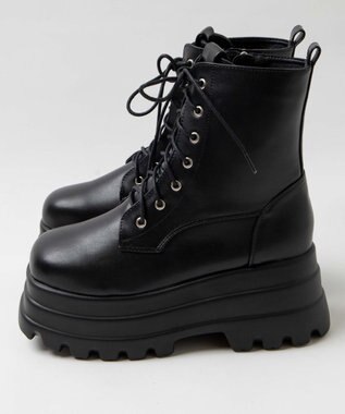 WEGO ボリュームレースアップショートブーツ ブラック