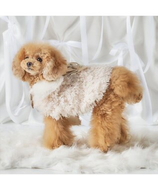 PET PARADISE cherircouture ドットリボン ポンチョ 《ホワイト》 小型犬 ピンクベージュ