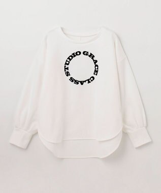 GRACE CONTINENTAL フロッキーロゴプリントトップ ホワイト