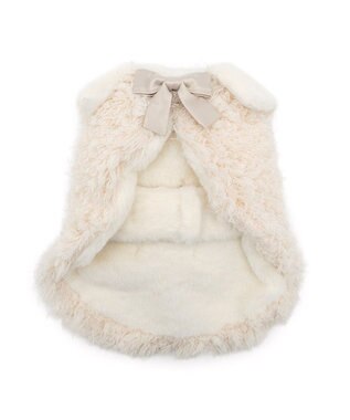 PET PARADISE cherircouture ドットリボン ポンチョ 《ホワイト》 小型犬 ピンクベージュ