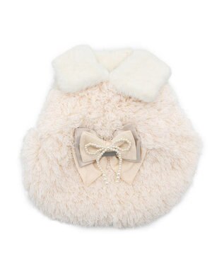 PET PARADISE cherircouture ドットリボン ポンチョ 《ホワイト》 小型犬 ピンクベージュ