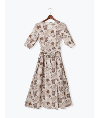 Te chichi マップパターンプリントワンピース ベージュ