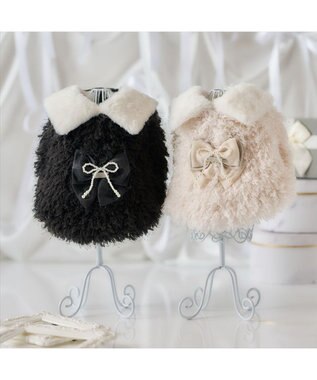 PET PARADISE cherircouture ドットリボン ポンチョ 《ホワイト》 小型犬 ピンクベージュ