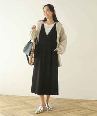 Green Parks Ｏ．洗えてストレッチ　Ｖネックジャンスカ Black