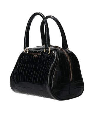 INTER-CHAUSSURES 【CHRISTIAN VILLA】クロコ型押しミニハンドバッグ ブラック型押