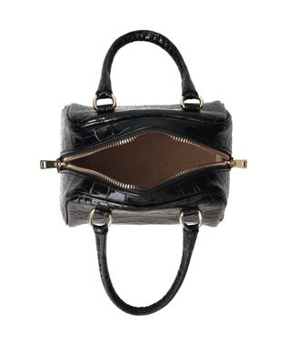 INTER-CHAUSSURES 【CHRISTIAN VILLA】クロコ型押しミニハンドバッグ ブラック型押