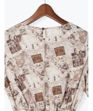 Te chichi マップパターンプリントワンピース ベージュ