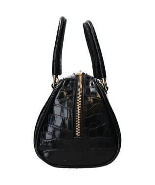 INTER-CHAUSSURES 【CHRISTIAN VILLA】クロコ型押しミニハンドバッグ ブラック型押