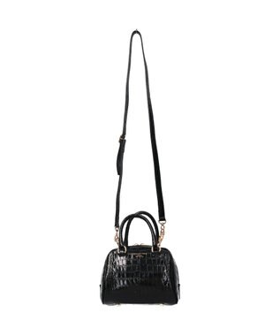 INTER-CHAUSSURES 【CHRISTIAN VILLA】クロコ型押しミニハンドバッグ ブラック型押